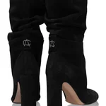 Women Suede Leather High-heel Boots 6399 Camoscio Black