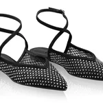 Women Ballerina Flats 8403 Camoscio+Mesh Black