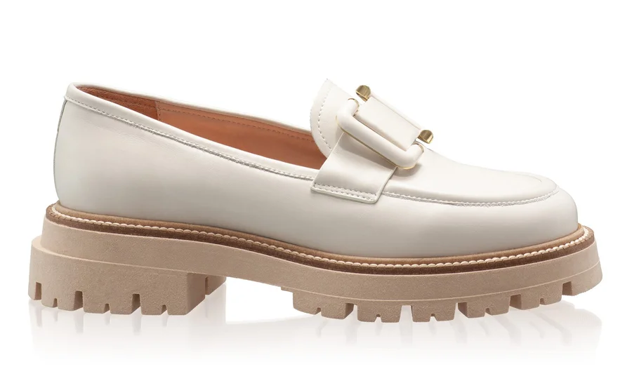 Women Casual Leather Loafers 8165 Vitello Panna