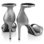 Women High Heel Leather Sandals 7817 Laminato Argento