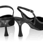 Women Leather slingback shoes 8095 Vitello+Black Mesh