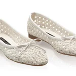 Women's Ballerinas 8401 Vitello+Intreccio White