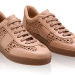 Women leather sport shoes 8385 Vitello+Intreccio Poudre