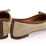Women's Ballerinas 8361 Vitello Maro+Rafia Bej