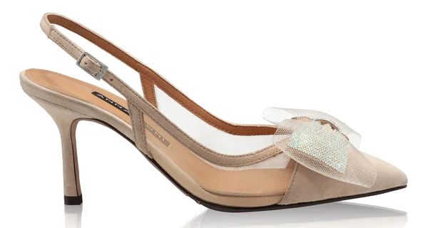 Mid-heel Slingback Pumps 8080 Camoscio+Rete Beige