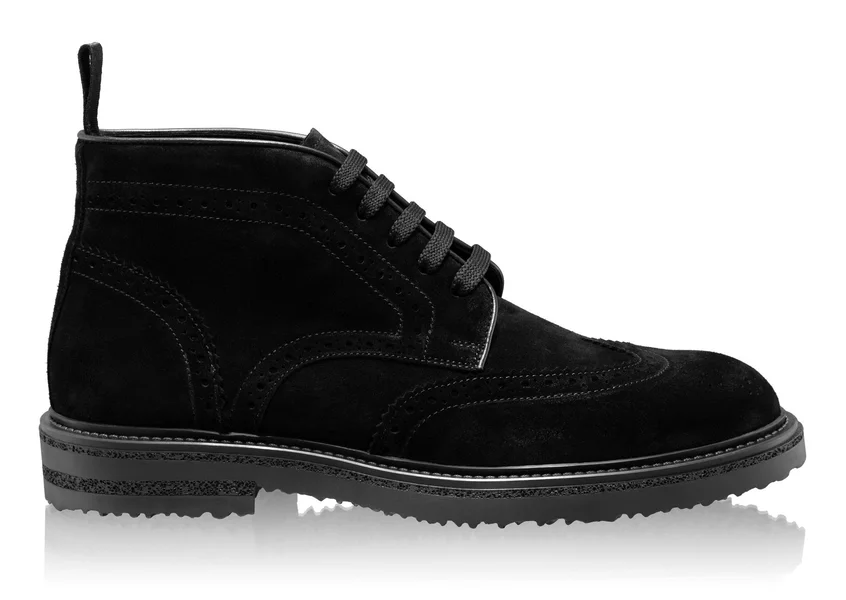 Men Suede Leather Boots 7742 Crosta Black