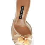 Women Leather Mules 8085 Vitello+Rete Beige