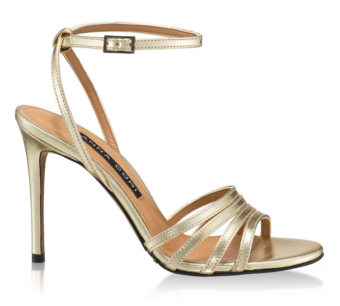 Women Leather Sandals 8443 Laminato Stamp Platino
