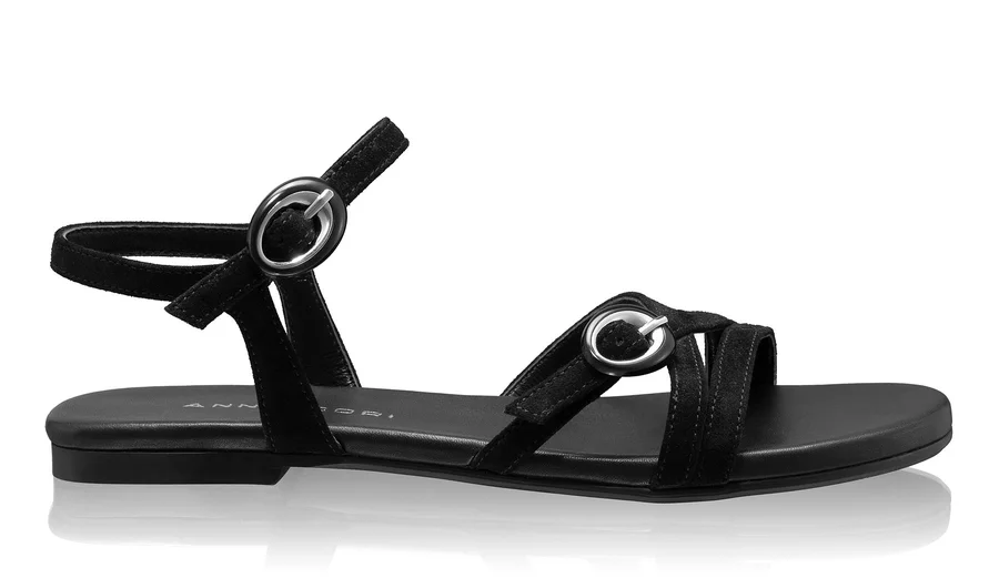 Women's Leather Sandals 8383 Black Suede