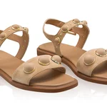 Women's Leather Sandals 8308 Beige Suede