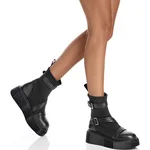 Women Leather Boots 7131 Vitello+Stretch Black