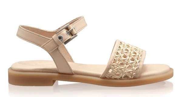 Women's leather sandals 8363 Vitello+Intreccio Beige