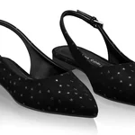 Women Suede Ballerina Flats 8027 Camoscio Black Stamp Star
