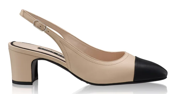 Mid-heel Slingback Pumps 8493 Vitello Sabbia+Negru
