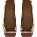 Women's Ballerinas 8361 Vitello Maro+Rafia Bej