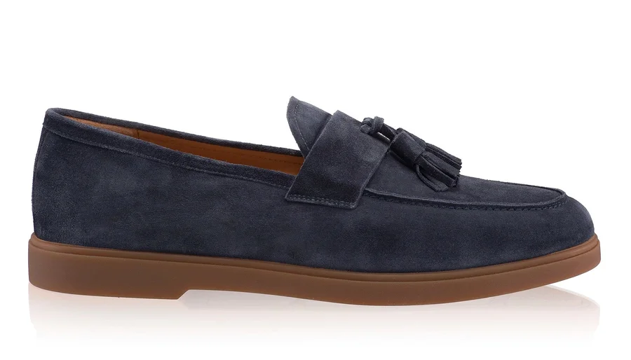 Men Leather Loafers 7628 Crosta Blue