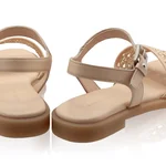 Women's leather sandals 8363 Vitello+Intreccio Beige