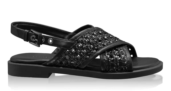 Women Leather Sandals 8380 Vitello+Intreccio Black