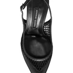 Women Leather slingback shoes 8095 Vitello+Black Mesh