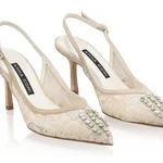Mid-heel Slingback Pumps 8506 Camoscio+Rete Beige