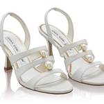 Women Leather Bridal Sandals 8431 Vitello White