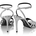 Women HighHeel Leather Sandals 8443 Laminato Argento