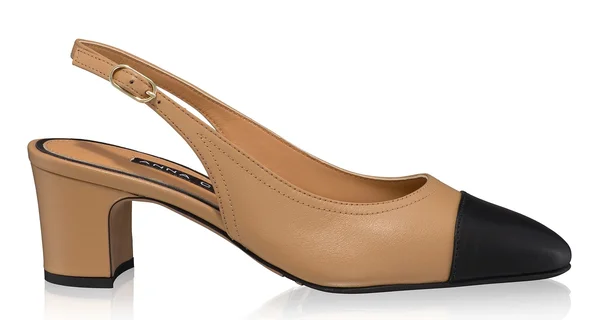 Mid-heel Slingback Pumps 8493 Vitello Cappuccino+Black