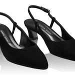 Mid-heel Slingback Pumps 8400 Camoscio Black