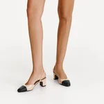 Mid-heel Slingback Pumps 8488 Vitello Sabbia+Black