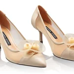 Women Elegant Shoes 8081 Vitello+Beige Mesh