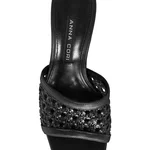 Women Leather Mules 8057 Vitello+Intreccio Black