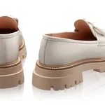 Women Casual Leather Loafers 8165 Vitello Panna