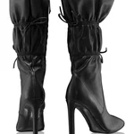 Women High Heel Leather Boots 8245 Vitello Black