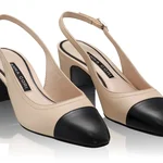 Mid-heel Slingback Pumps 8493 Vitello Sabbia+Negru