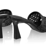 Women Leather Mules 8057 Vitello+Intreccio Black