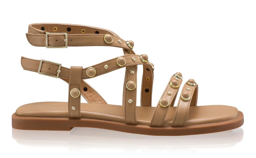 Women's Leather Sandals 8366 Vitello Cappuccino