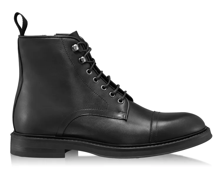 Men Natural Leather Casual Boots 7688 Vitello Black