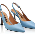 Mid-heel Slingback Pumps 5728 Vitello Azzurro