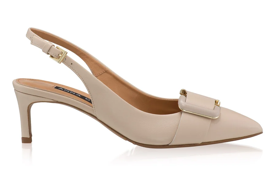 Mid-heel Slingback Pumps 8428 Vitello Beige
