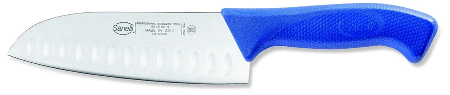 Sanelli Coltello Santoku Olivato Azzurro Cm.16