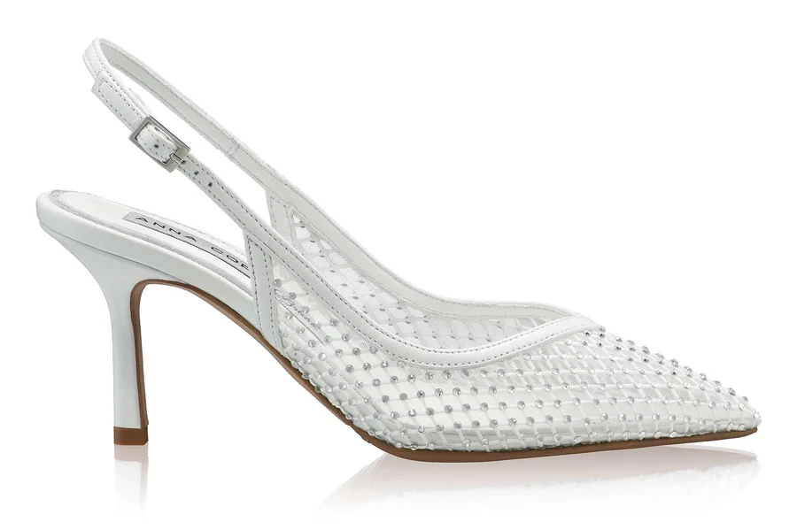 Mid-heel Slingback Pumps 8450 Vitello+Rete White
