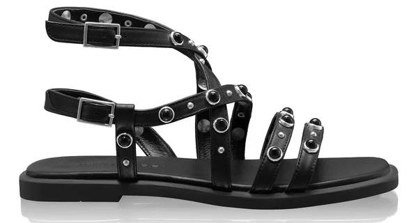 Women's Leather Sandals 8366 Vitello Black