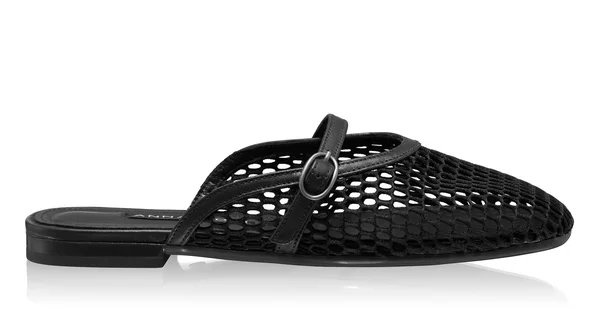 Women Leather Mules 8059 Rete+Vitello Black
