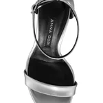 Women High Heel Leather Sandals 7817 Laminato Argento