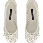 Women's Ballerinas 8401 Vitello+Intreccio White
