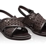 Women Leather Sandals 8380 Vitello+Intreccio T.Moro