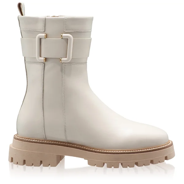 Women's genuine Leather Ankle-Boots 8163 Vitello Panna