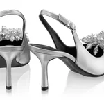 Mid-heel Slingback Pumps 8435 Laminato Argento
