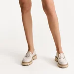 Women Casual Leather Loafers 8165 Vitello Panna