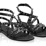 Women's Leather Sandals 8366 Vitello Black